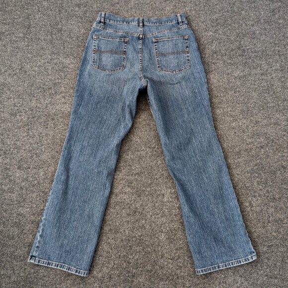 LL BEAN Jeans Women's 14 Reg Blue Straight Leg Y2K Light Fade Accent Zip Pockets - Picture 6 of 13